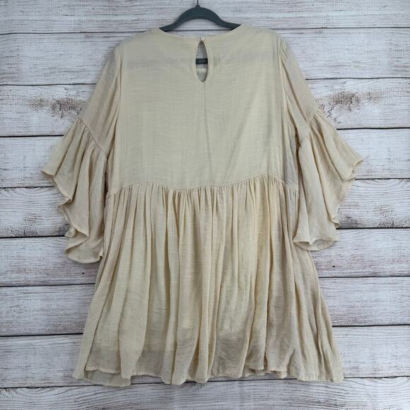 Umgee USA Floral Embroidered Mini Dress Womens XL Cream Green Blue Red Lined - Picture 2 of 14